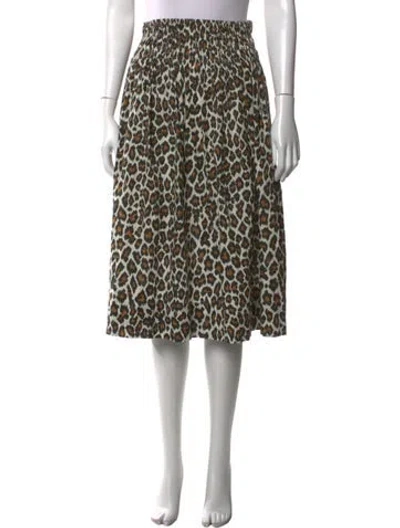 Pre-owned The Great Animal Print Midi Length Skirt In Neutrals