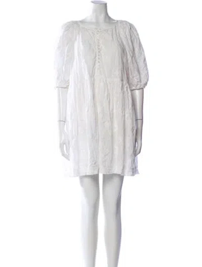 Pre-owned The Great Bateau Neckline Mini Dress In Neutral