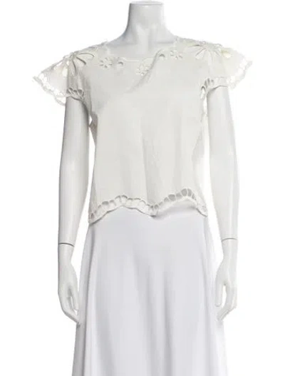 Pre-owned The Great Bateau Neckline Short Sleeve Crop Top In White