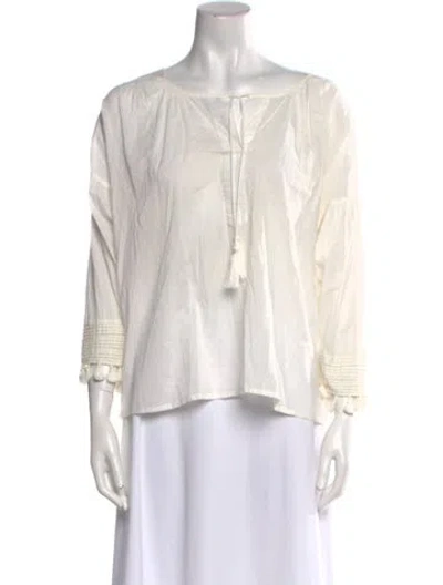 Pre-owned The Great Bateau Neckline Three-quarter Sleeve Blouse In Neutral