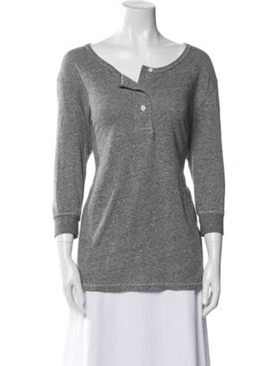 Pre-owned The Great Bateau Neckline Three-quarter Sleeve Top In Gray