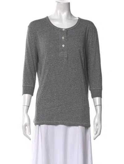 Pre-owned The Great Bateau Neckline Three-quarter Sleeve Top In Gray