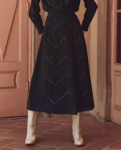 The Great Beaded Chevron Skirt In Black