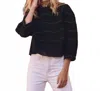 The Great Beaded Chevron Long Sleeve Top In Black In Black