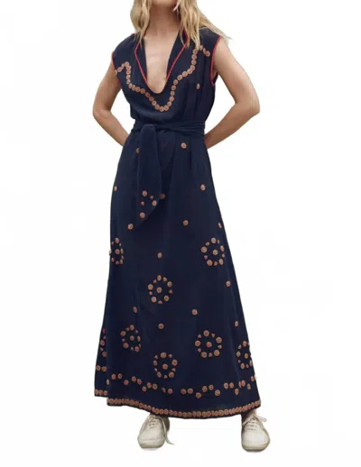 The Great Beaded Corridor Dress In Navy In Blue