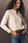 The Great Beaded Fringe Cardigan Sweater In Neutral