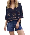 The Great Beaded Vintage Sailor Top In Navy In Multi