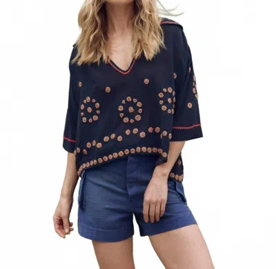 THE GREAT BEADED VINTAGE SAILOR TOP IN NAVY