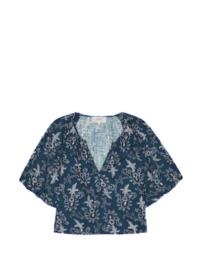 The Great Blythe Floral Top In Blue
