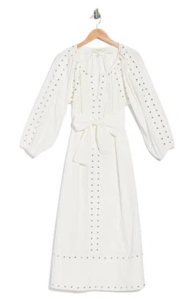 The Great . Bodega Studded Cotton Midi Dress In White