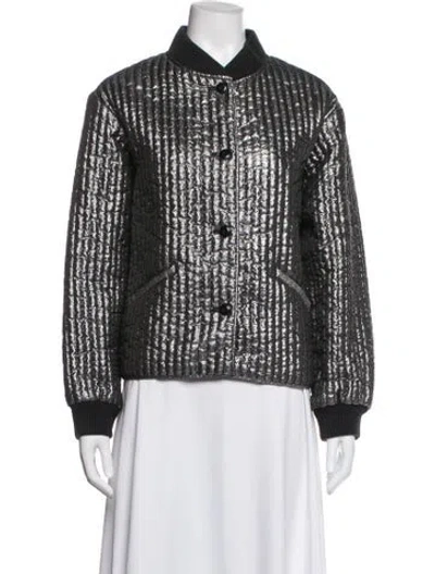 Pre-owned The Great Bomber Jacket In Metallic/silver
