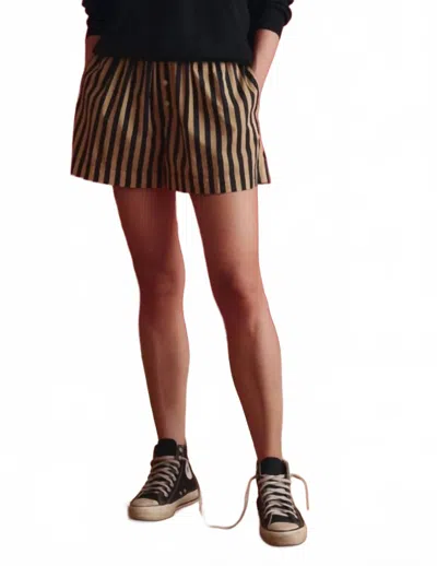 The Great Boxer Shorts In Khaki Black Club Stripe In Multi
