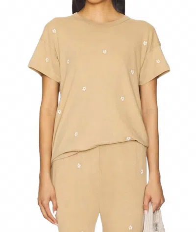 The Great Boxy Crewneck Top In Khaki W/ Daisy In Brown