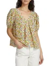 The Great Bungalow Silk Top In Floating Petals Floral In Multi