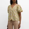 The Great The Bungalow Floral V-neck Top In Multi
