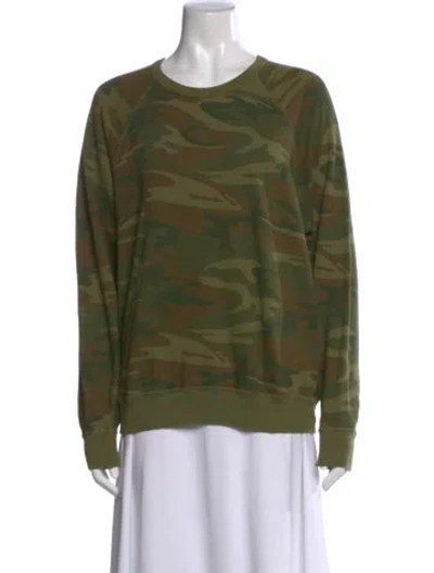 Pre-owned The Great Camouflage Print Crew Neck Sweater In Green