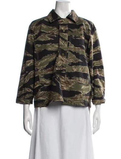 Pre-owned The Great Camouflage Print Jacket In Green
