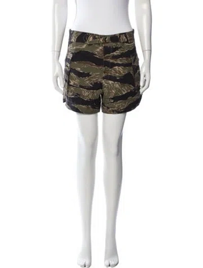 Pre-owned The Great Camouflage Print Mini Shorts In Green