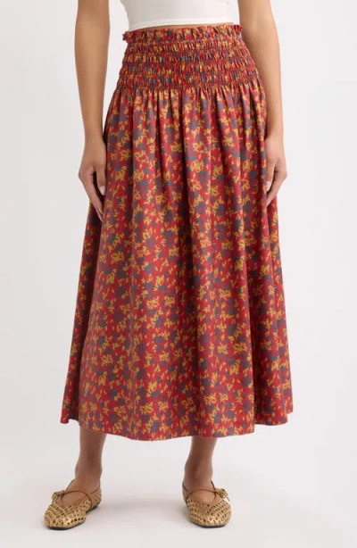 The Great . Canary Silk Midi Skirt In Guilded Poppy