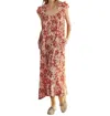 The Great Cascade Dress In Burnt Red Hibiscus Flower In Multi