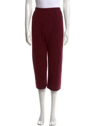 Pre-owned The Great Cashmere Straight Leg Pants In Burgundy