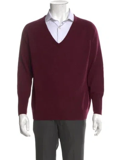 Pre-owned The Great Cashmere V-neck Pullover W/ Tags In Burgundy