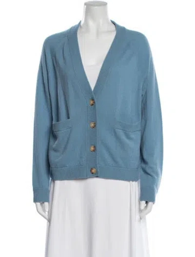 Pre-owned The Great Cashmere V-neck Sweater In Blue