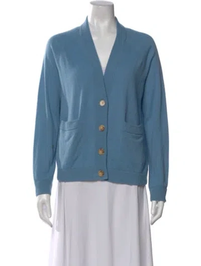 Pre-owned The Great Cashmere V-neck Sweater In Blue