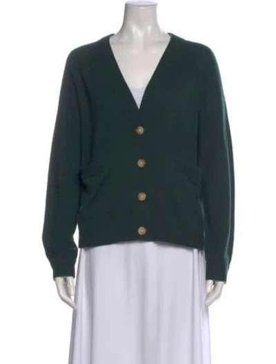 Pre-owned The Great Cashmere V-neck Sweater In Green