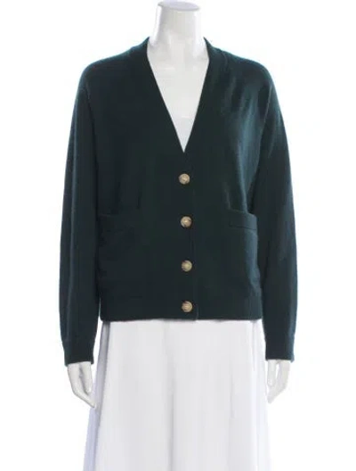Pre-owned The Great Cashmere V-neck Sweater In Green