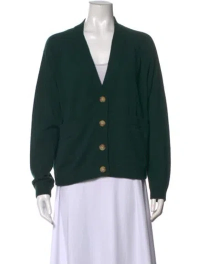 Pre-owned The Great Cashmere V-neck Sweater In Green