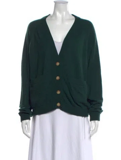 Pre-owned The Great Cashmere V-neck Sweater In Green