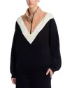 The Great Color Blocked Mock Neck Quarter Zip Top In Black