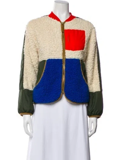 Pre-owned The Great Colorblock Pattern Coat In Blue