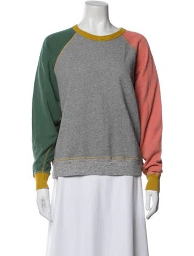 Pre-owned The Great Colorblock Pattern Crew Neck Sweatshirt In Blue