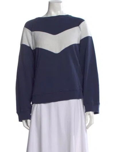 Pre-owned The Great Colorblock Pattern Crew Neck Sweatshirt In Blue