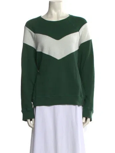 Pre-owned The Great Colorblock Pattern Crew Neck Sweatshirt In Green