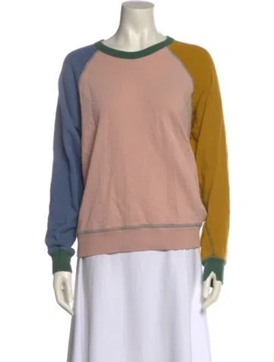 Pre-owned The Great Colorblock Pattern Crew Neck Sweatshirt In Pink
