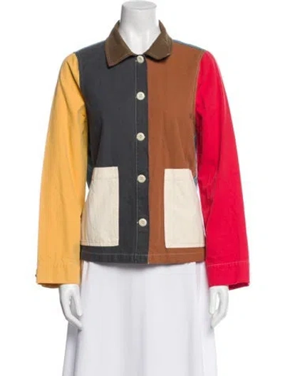 Pre-owned The Great Colorblock Pattern Denim Jacket In Blue