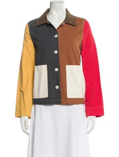 Pre-owned The Great Colorblock Pattern Denim Jacket In Blue