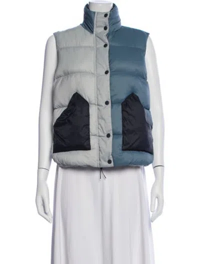 Pre-owned The Great Colorblock Pattern Down Coat In Blue