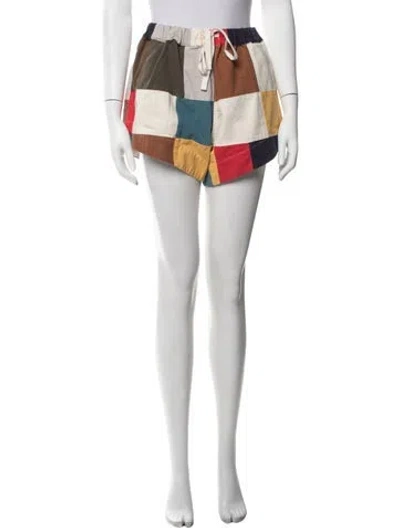 Pre-owned The Great Colorblock Pattern Mini Shorts In Neutrals