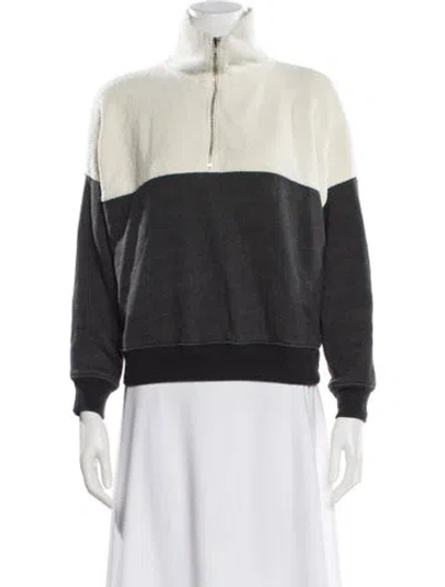 Pre-owned The Great Colorblock Pattern Mock Neck Sweater In Gray