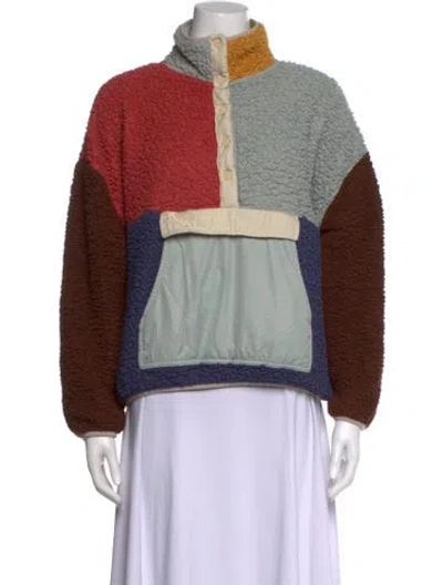 Pre-owned The Great Colorblock Pattern Mock Neck Sweater In Multicolor