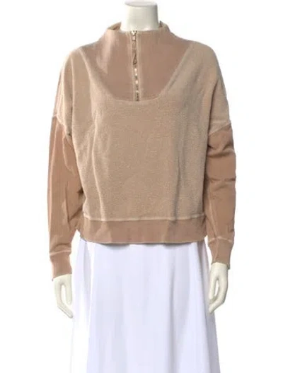 Pre-owned The Great Colorblock Pattern Mock Neck Sweater In Neutral