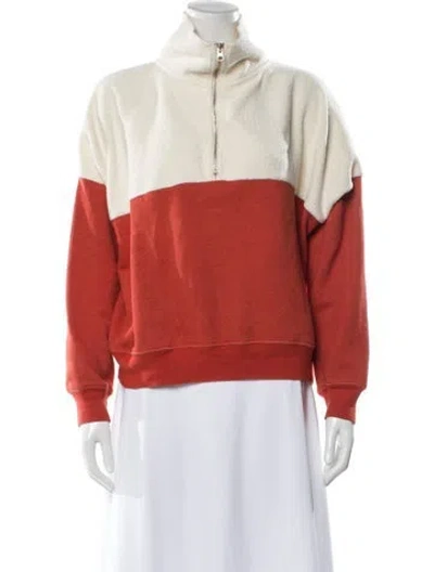 Pre-owned The Great Colorblock Pattern Mock Neck Sweater In Orange