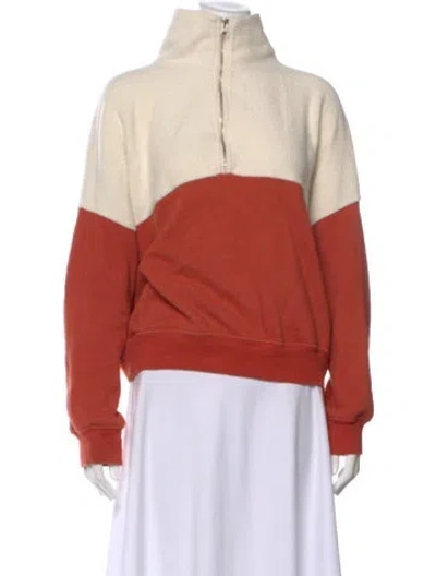 Pre-owned The Great Colorblock Pattern Mock Neck Sweatshirt In Orange