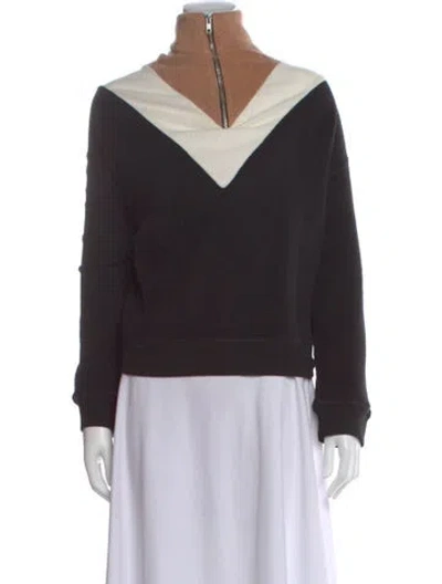 Pre-owned The Great Colorblock Pattern Mock Neck Sweatshirt W/ Tags In Black
