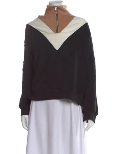 Pre-owned The Great Colorblock Pattern Mock Neck Sweatshirt W/ Tags In Black
