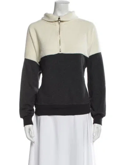 Pre-owned The Great Colorblock Pattern Mock Neck Top In Gray